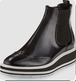 Prada Micro Sole Brogue Chelsea Boots SZ 38.5